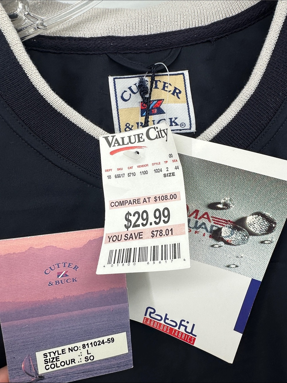 Vintage Colorblock Cutter & Buck Wind Crewneck Pullover New Tags Men’s Large - Picture 3 of 8